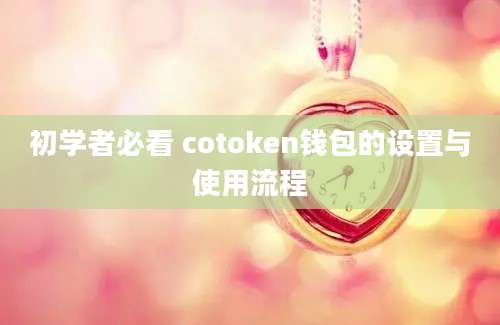 初学者必看 cotoken钱包的设置与使用流程