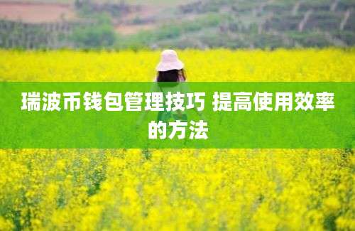 瑞波币钱包管理技巧 提高使用效率的方法